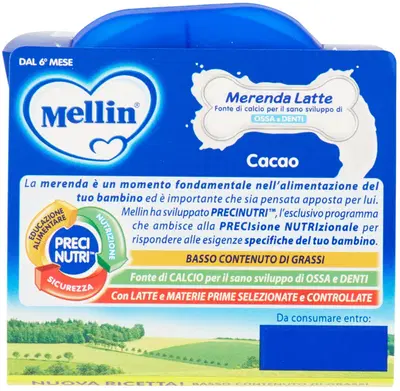 MELLIN MERENDA LATTE CACAO 2 X 100 G MELLIN MERENDA LATTE CACAO 2 X 100 G
