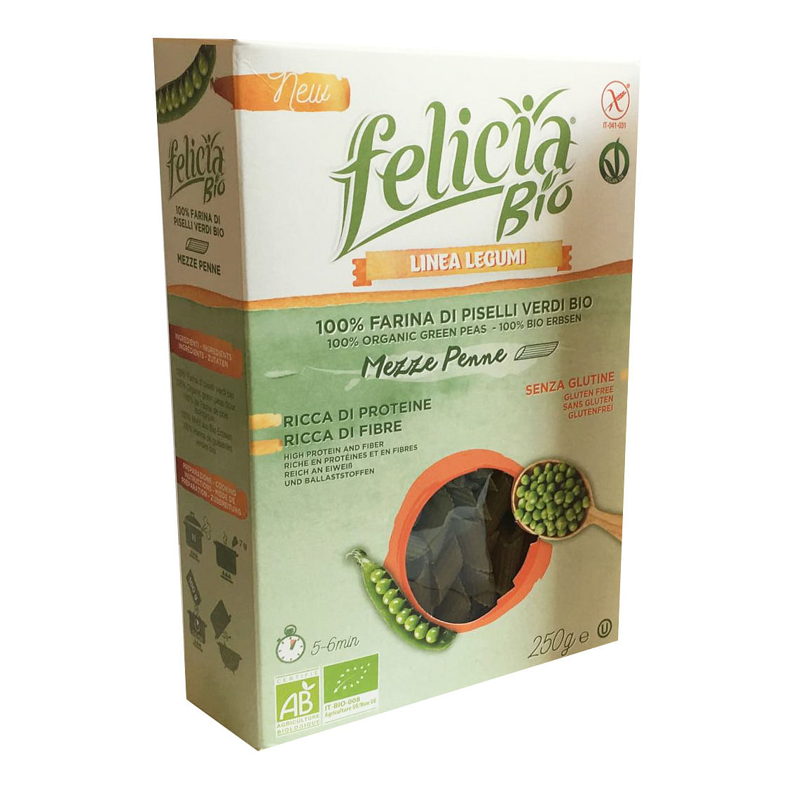 Felicia Bio Mezze Penne Piselli Verdi 250 G