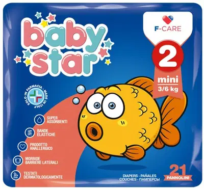 PANNOLINO BABYSTAR 3/6KG T2 21 PEZZI PANNOLINO BABYSTAR 3/6KG T2 21 PEZZI