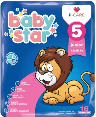 PANNOLINO BABYSTAR 12/25KG T5 16 PEZZI PANNOLINO BABYSTAR 12/25KG T5 16 PEZZI