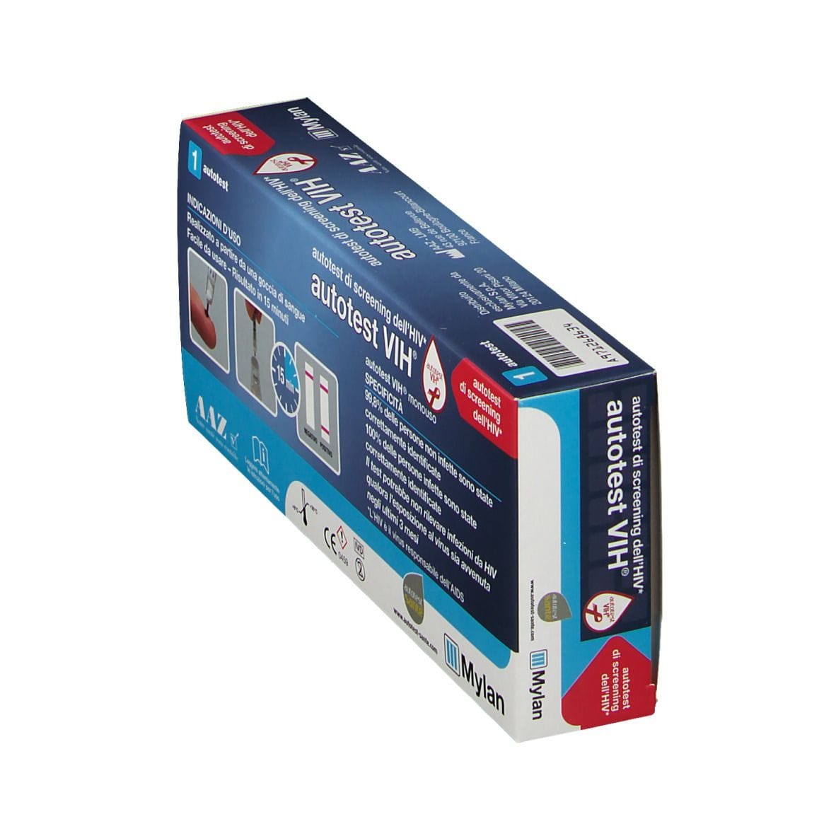 AUTOTEST VIH SCREENING DELL'HIV CONTIENE 1 AUTOTEST + SOLUZIONE + BISTURI + CEROTTO + GARZA + SALVIETTA DISINFETTANTE