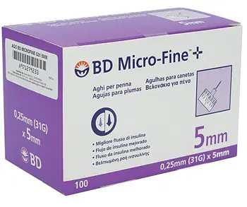 AGO PER PENNA DA INSULINA BD MICROFINE GAUGE 31 5 MM 100 PEZZI AGO PER PENNA DA INSULINA BD MICROFINE GAUGE 31 5 MM 100 PEZZI