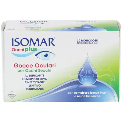 ISOMAR OCCHI PLUS GOCCE OCULARI PER OCCHI SECCHI ALL'ACIDO IALURONICO 0,25% 30 FLACONCINI MONODOSE ISOMAR OCCHI PLUS GOCCE OCULARI PER OCCHI SECCHI ALL'ACIDO IALURONICO 0,25% 30 FLACONCINI MONODOSE