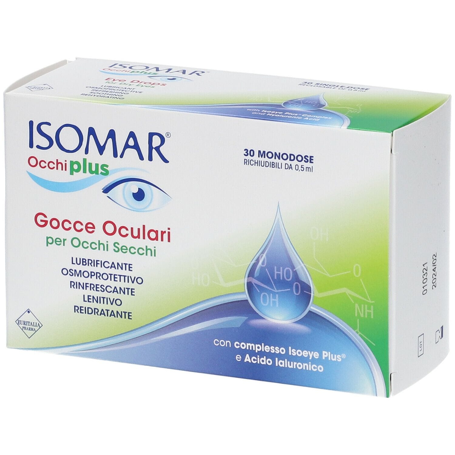 ISOMAR OCCHI PLUS GOCCE OCULARI PER OCCHI SECCHI ALL'ACIDO IALURONICO 0,25% 30 FLACONCINI MONODOSE