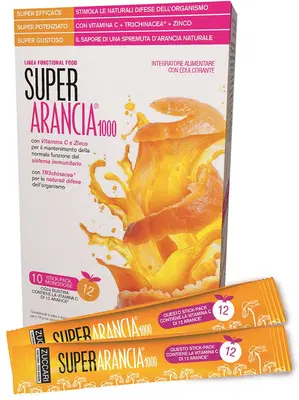 SUPER ARANCIA 1000 10 STICK PACK MONODOSE DA 3,7G INTEGRATORE ALIMENTARE CON EDULCORANTE SUPER ARANCIA 1000 10 STICK PACK MONODOSE DA 3,7G INTEGRATORE ALIMENTARE CON EDULCORANTE