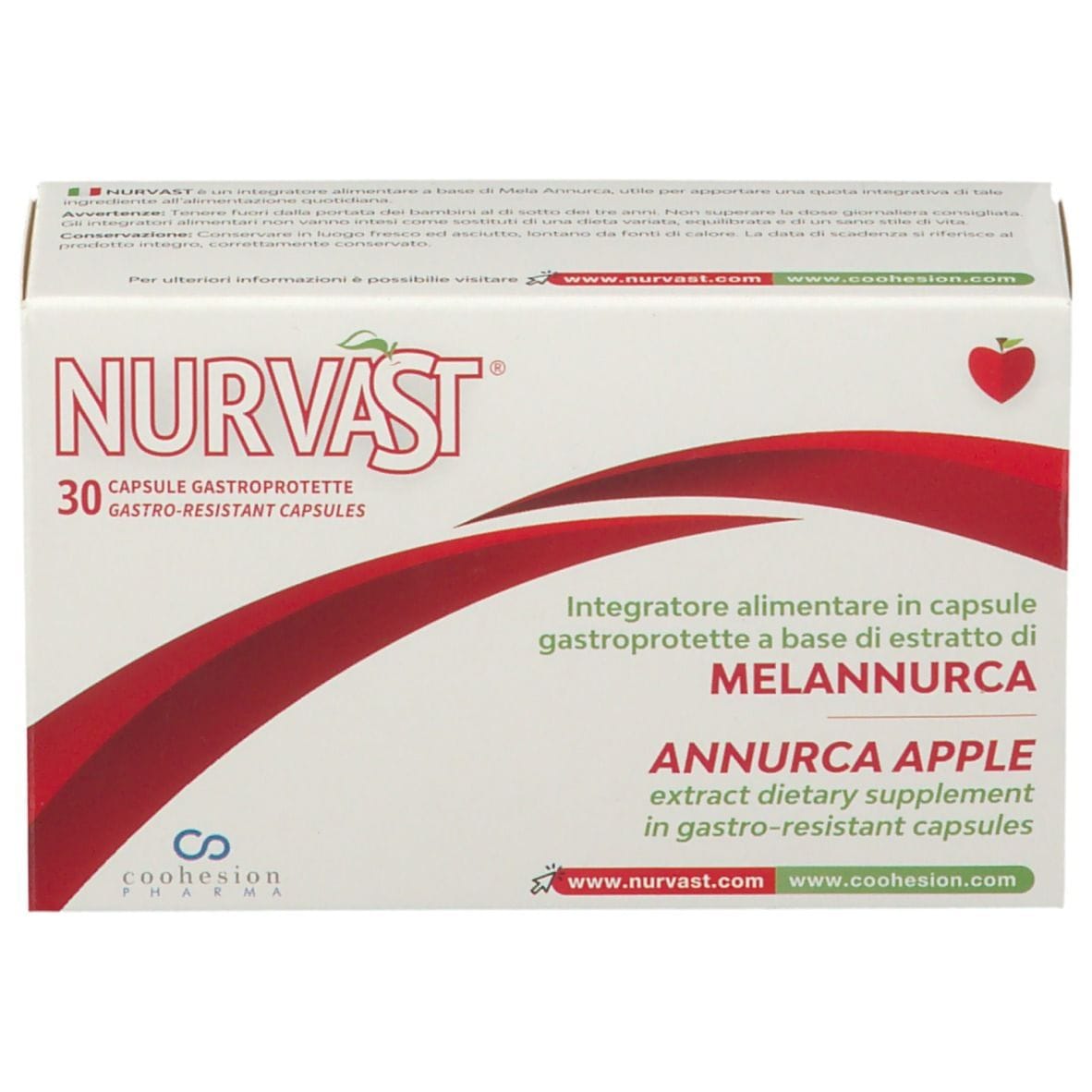 NURVAST 30 CAPSULE GASTROPROTETTE SENZA GLUTINE NATURALMENTE PRIVO DI LATTOSIO