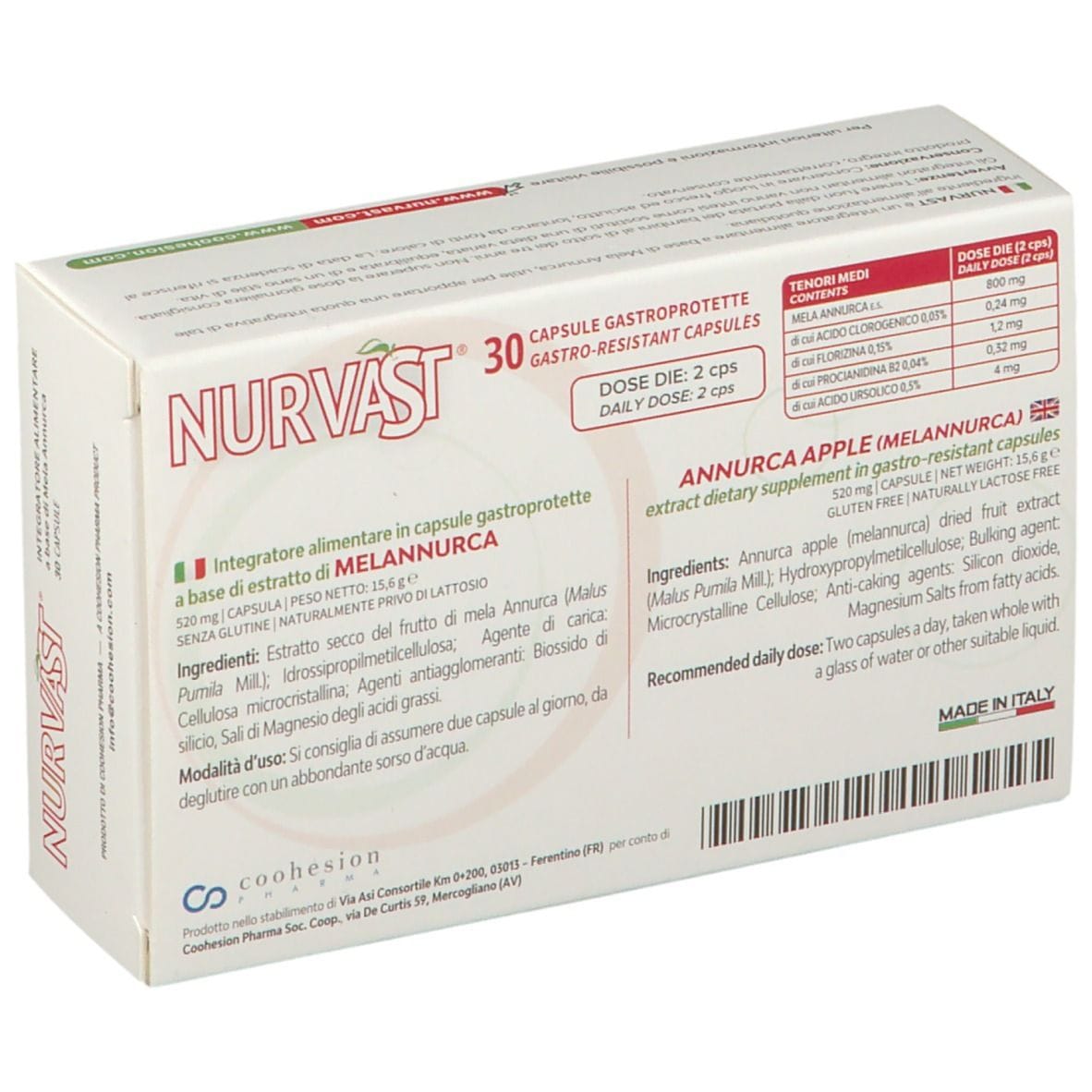 NURVAST 30 CAPSULE GASTROPROTETTE SENZA GLUTINE NATURALMENTE PRIVO DI LATTOSIO