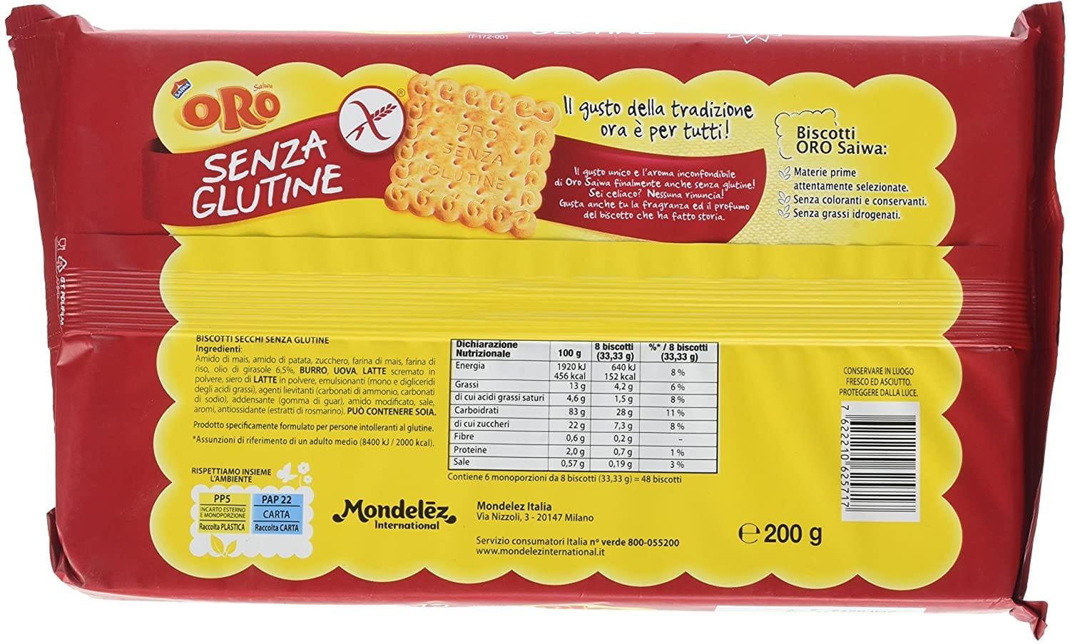 ORO SAIWA BISCOTTI SENZA GLUTINE 200 G