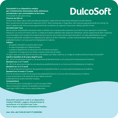 DulcoSoft, Lassativo Delicato, Macrogol per Stitichezza, Soluzione Orale 250ml DulcoSoft, Lassativo Delicato, Macrogol per Stitichezza, Soluzione Orale 250ml