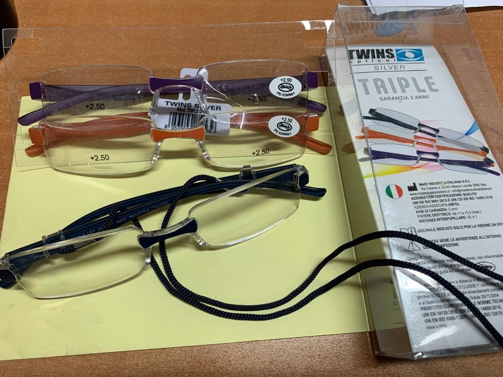 OCCHIALE DA LETTURA PREMONTATO TWINS SILVER TRIPLE +2,50 DIOTTRIE