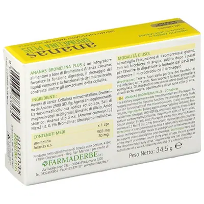 ANANAS BROMELINA PLUS 30 COMPRESSE ANANAS BROMELINA PLUS 30 COMPRESSE