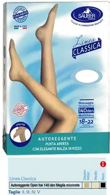 SAUBER AUTOREGGENTE OPEN TOE MAGLIA MICRORETE 140 DEN COLORE NEUTRO BEIGE TAGLIA 2 LINEA CLASSICA SAUBER AUTOREGGENTE OPEN TOE MAGLIA MICRORETE 140 DEN COLORE NEUTRO BEIGE TAGLIA 2 LINEA CLASSICA
