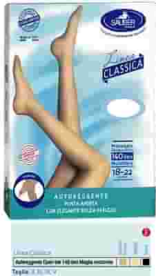 SAUBER AUTOREGGENTE OPEN TOE MAGLIA MICRORETE 140 DEN COLORE NEUTRO BEIGE TAGLIA 5 LINEA CLASSICA