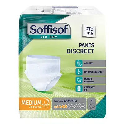 PANNOLONE SOFFISOF AIR DRY PANTS DISCREET MEDIUM 8 PEZZI PANNOLONE SOFFISOF AIR DRY PANTS DISCREET MEDIUM 8 PEZZI