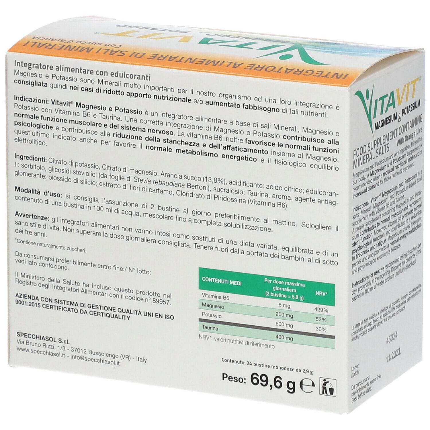 VITAVIT MAGNESIO POTASSIO 24 BUSTINE