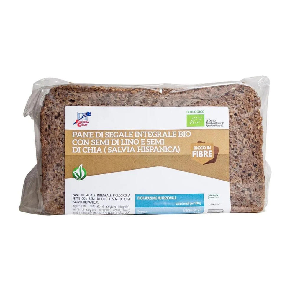 PANE DI SEGALE INTEGRALE CON SEMI DI LINO E SEMI DI CHIA BIO 500 G