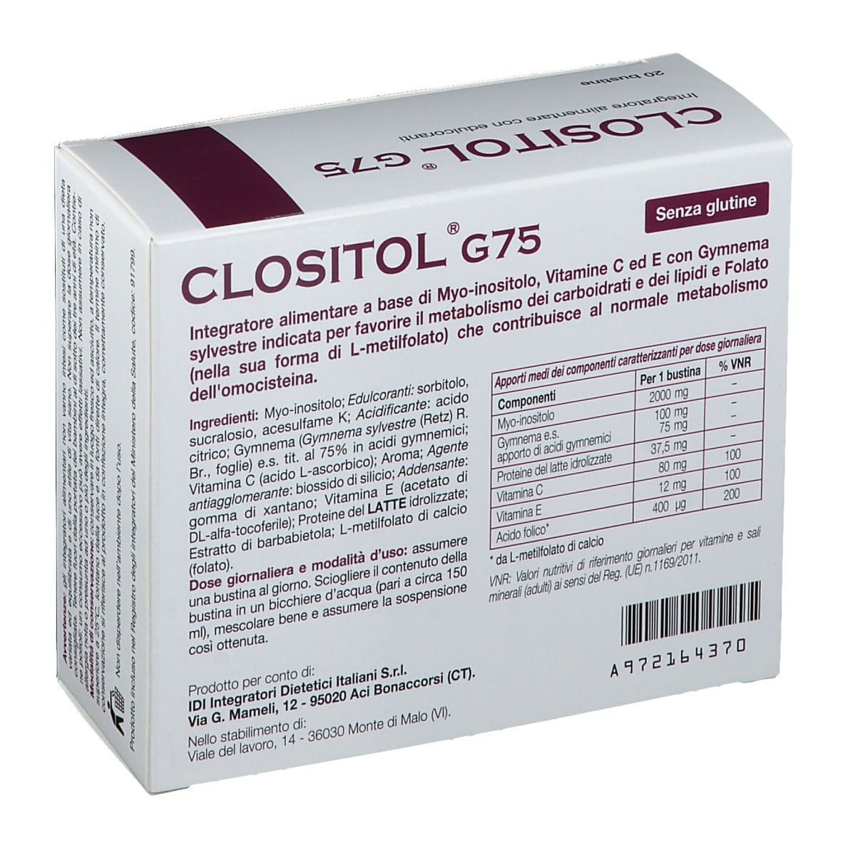 CLOSITOL G75 20 BUSTINE