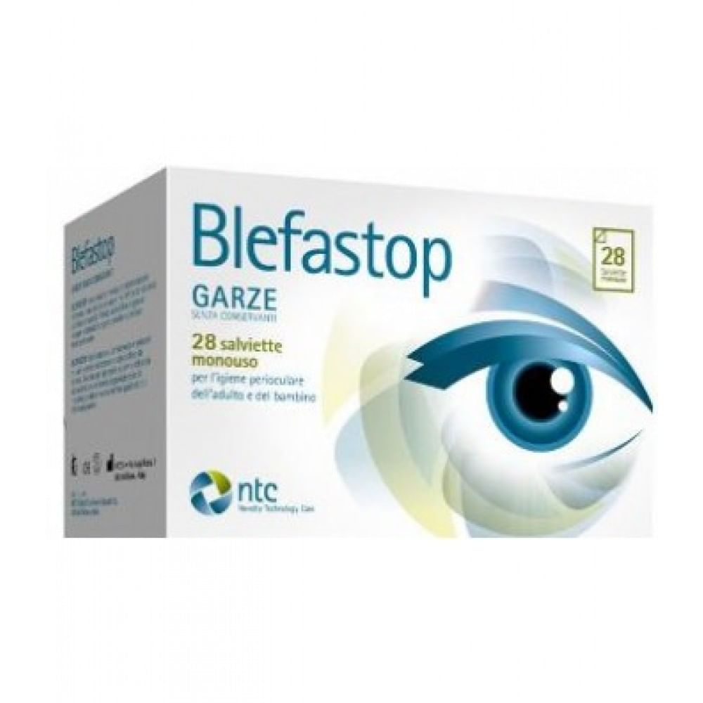 BLEFASTOP PLUS GARZA IN COTONE PIEGATA CON FILO DI BARIO 28 SALVIETTE MONOUSO + 1 COMPRESSA OCULARE RISCALDABILE