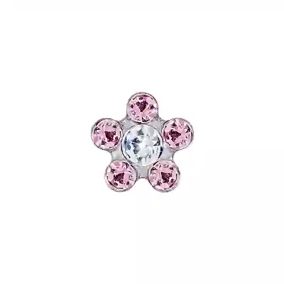 FIORE 6MM CRISTALLO/PUNTO ROSA