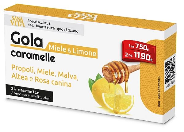 Sanavita Gola Miele & Limone 24 Caramelle