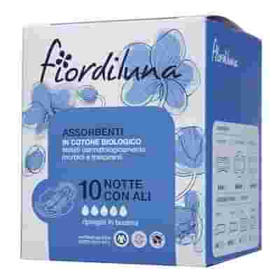 FIORDILUNA ASSORBENTI NOTTE CON ALI IN PURO COTONE BIOLOGICO