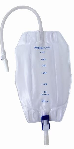 SACCA RACCOGLI URINA DA GAMBA PER INCONTINENZA 3 CAMERE COMFORT 500 ML A BASSO PROFILO IN PVC LATO RIVESTITO TNT CON TUBO DIRITTO 45 CM SENZA PUNTO DI PRELIEVO 10 PEZZI