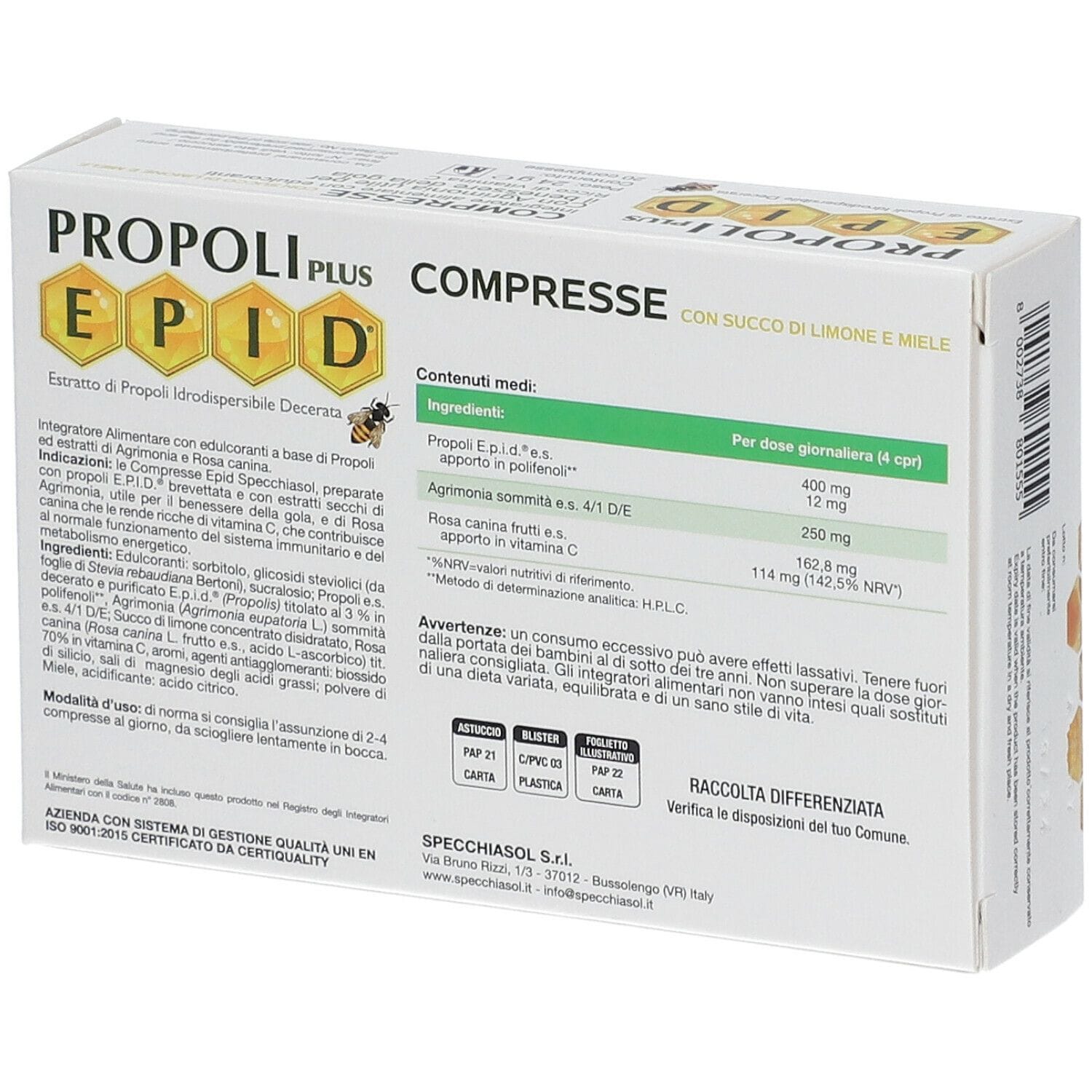 EPID GOLA MIELE LIMONE 20 COMPRESSE