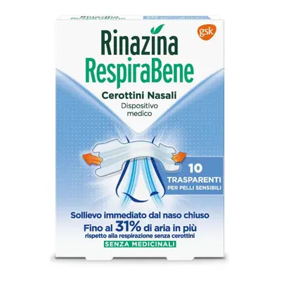 RINAZINA RESPIRABENE CEROTTI NASALI TRASPARENTI CARTON 10 PEZZI RINAZINA RESPIRABENE CEROTTI NASALI TRASPARENTI CARTON 10 PEZZI