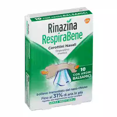 RINAZINA RESPIRABENE CEROTTI NASALI CON AROMI BALSAMICI CARTON 10 PEZZI