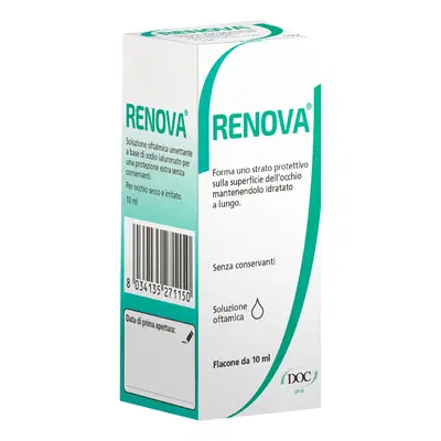 RENOVA COLLIRIO SOSTITUTO LACRIMALE A BASE DI ACIDO IALURONICO 0,4% FLACONE DA 10 ML SENZA CONSERVANTI RENOVA COLLIRIO SOSTITUTO LACRIMALE A BASE DI ACIDO IALURONICO 0,4% FLACONE DA 10 ML SENZA CONSERVANTI