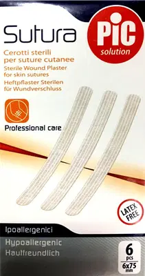 PIC Sutura Cerotto per suture 6 X 75 mm 6 pezzi PIC Sutura Cerotto per suture 6 X 75 mm 6 pezzi