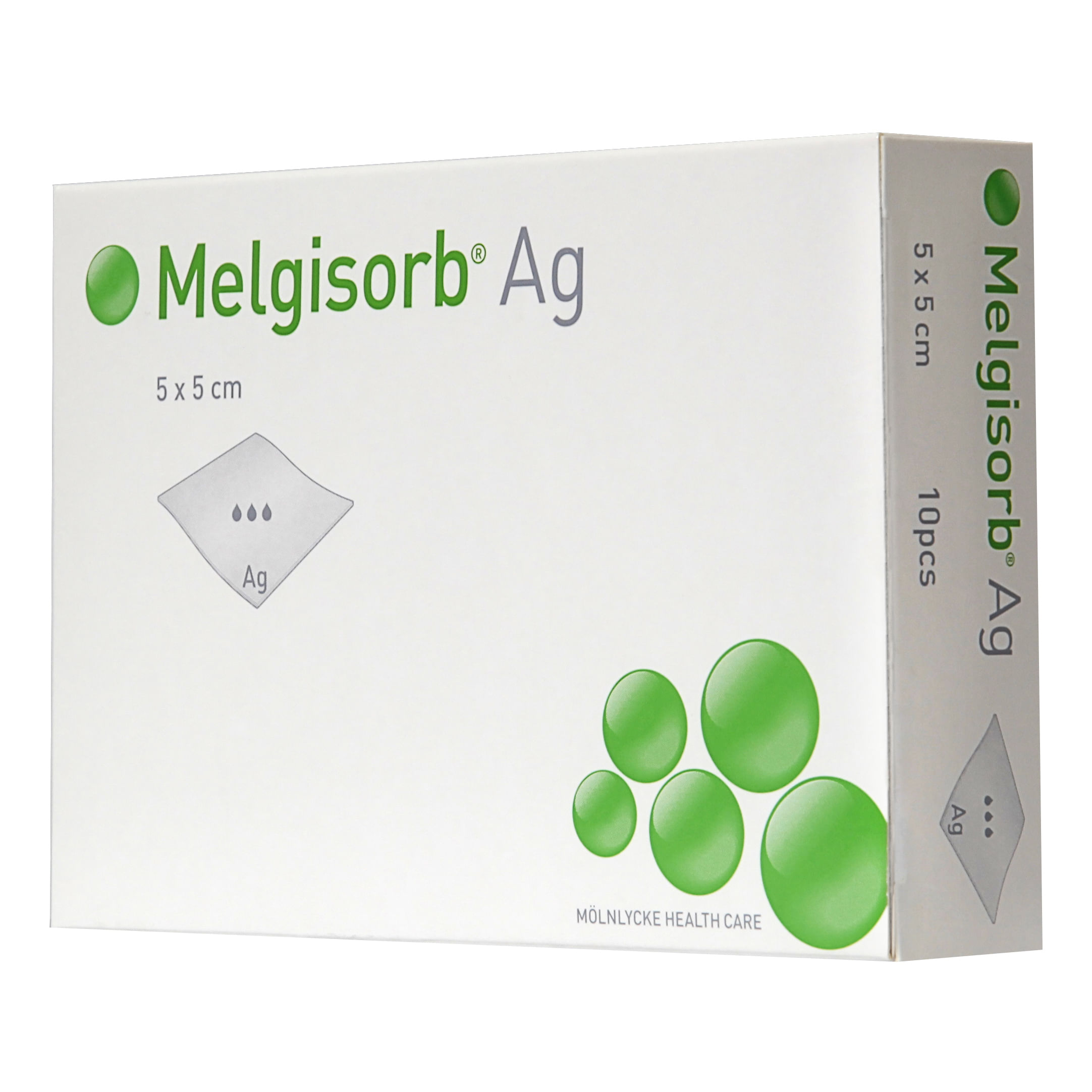 MELGISORB AG MEDICAZIONE ANTIMICROBICA ASSORBENTE IN FIBRE DI ALGINATO CON CARBOSSIMETILCELLULOSA 10X10CM 10 PEZZI