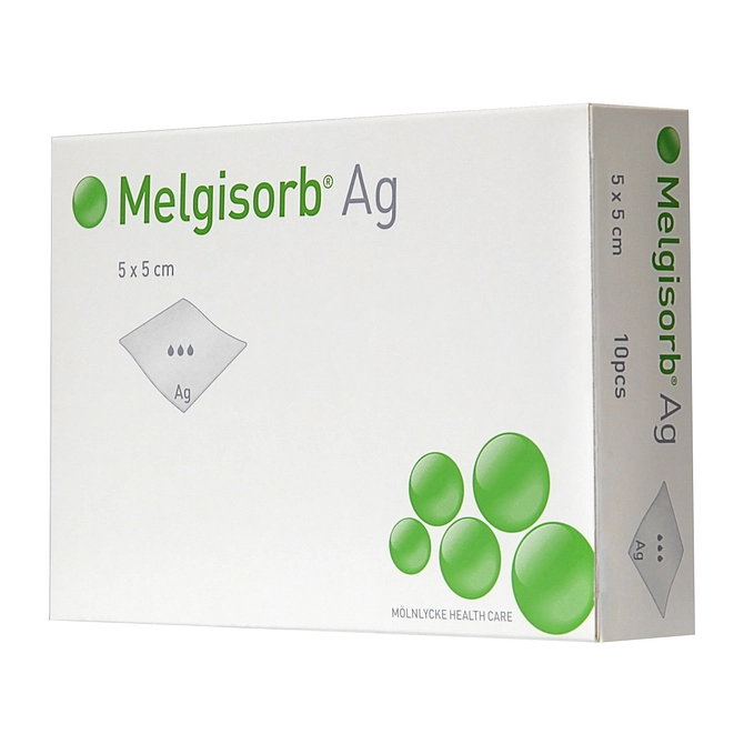Melgisorb Ag Medicazione Antimicrobica Assorbente In Fibre Di Alginato Con Carbossimetilcellulosa 10 X10 Cm 10 Pezzi