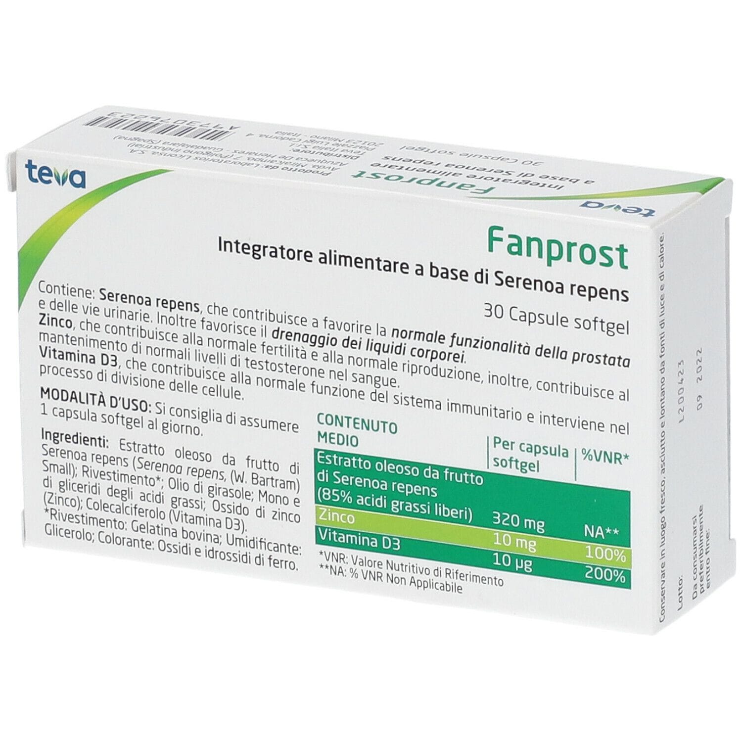 FANPROST TEVA 30 CAPSULE SOFTGEL