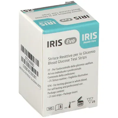 STRISCE MISURAZIONE GLICEMIA IRIS EVO 25 PEZZI STRISCE MISURAZIONE GLICEMIA IRIS EVO 25 PEZZI