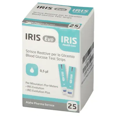 STRISCE MISURAZIONE GLICEMIA IRIS EVO 25 PEZZI STRISCE MISURAZIONE GLICEMIA IRIS EVO 25 PEZZI