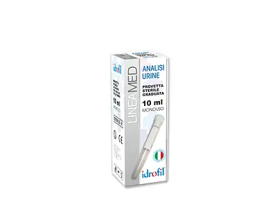 PROVETTA URINE CONICA IDROFIL LINEA MED CON TAPPO A PRESSIONE IN POLIETILENE BIANCO STERILE 10 ML PROVETTA URINE CONICA IDROFIL LINEA MED CON TAPPO A PRESSIONE IN POLIETILENE BIANCO STERILE 10 ML