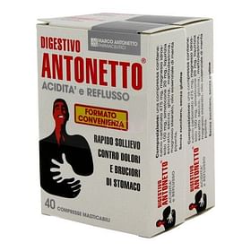 Digestivo Antonetto Acidita' E Reflusso 80 Compresse Masticabili 2 Astucci Da 40 Compresse
