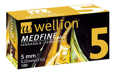AGO PER PENNA DA INSULINA WELLION MEDFINE PLUS 5 31 GAUGE LUNGHEZZA 5 MM 100 PEZZI