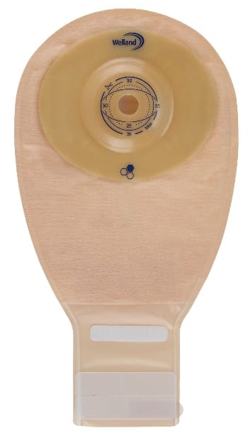 SACCA PER ILEOSTOMIA OPACA PRETAGLIATA WELLAND AURUM CONVEX ILEO MIDI DIAMETRO 29 MM INIZIO CONVESSITA' 35 MM 10 PEZZI
