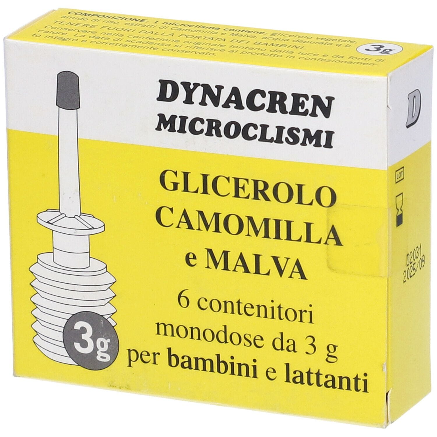 DYNACREN MICROCLISMI CAMOMILLA E MALVA 6 PEZZI DA 3 G PER BAMBINI E LATTANTI
