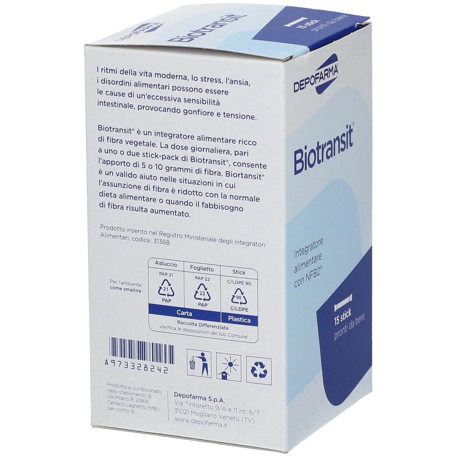 BIOTRANSIT 15 STICK PACK 15 ML