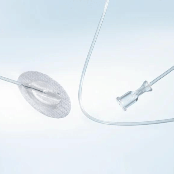 SET PER INFUSIONE NERIA CON AGO IN ACCIAIO SILICONATO DIAMETRO GAUGE27 LUNGHEZZA 8MM TUBO IN POLIURETANO 80CM ADESIVO INNCORPORATO PER POMPA PORTATILE