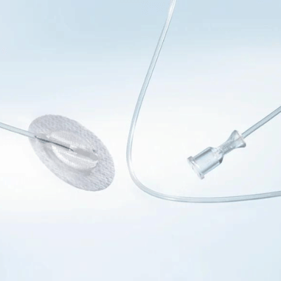 SET PER INFUSIONE NERIA CON AGO IN ACCIAIO SILICONATO DIAMETRO GAUGE27 LUNGHEZZA 8MM TUBO IN POLIURETANO 80CM ADESIVO INNCORPORATO PER POMPA PORTATILE