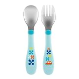 CHICCO POSATE INOX 18M+ AZZURRO/VERDE