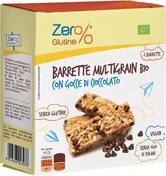ZERO% GLUTINE BARRETTE MULTIGRAIN CON GOCCE DI CIOCCOLATO 6 X 21,5 G ZERO% GLUTINE BARRETTE MULTIGRAIN CON GOCCE DI CIOCCOLATO 6 X 21,5 G