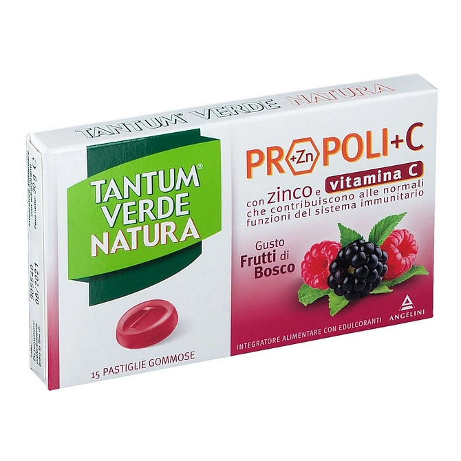 Tantum Verde Natura Propoli+C Con Zinco E Vitamina C 15 Pastiglie Gommose Gusto Frutti Di Bosco