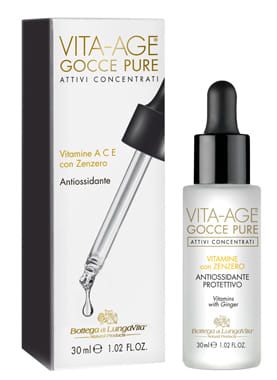 SIERO PER IL VISO VITA-AGE GOCCE PURE ATTIVI CONCENTRATI VITAMINE CON ZENZERO ANTIOSSIDANTE PROTETTIVO 30 ML BOTTEGA DI LUNGA VITA