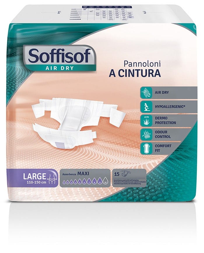 PANNOLONE MUTANDINA A CINTURA MAXI TAGLIA LARGE SOFFISOFF AIR DRY 15 PEZZI