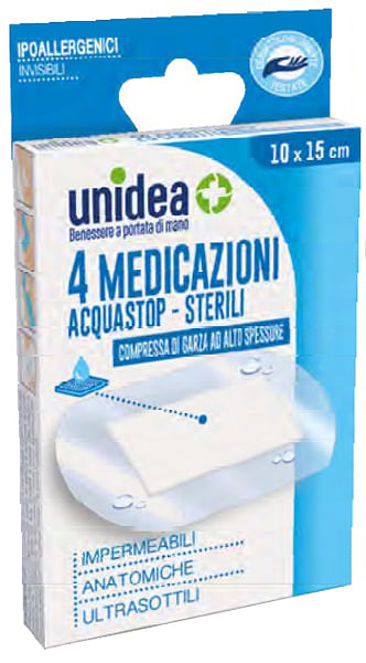 Medicazione Unidea 10 X15 Cm Sterile Impermeabile 4 Pezzi